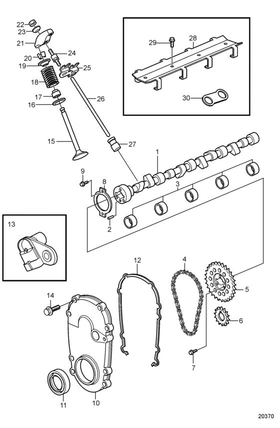 Схема узла Camshaft And Valve Train Для Volvo Penta 8.1Osi-A