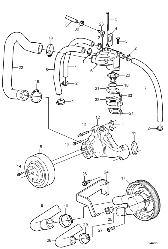 Схема узла Охлаждение Для Volvo Penta 7.4Gipefs