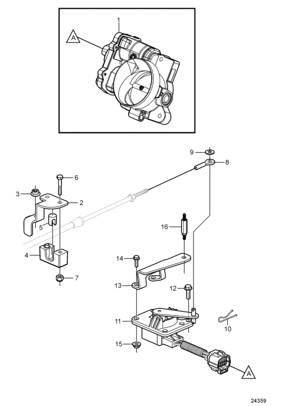 Схема узла Throttle Cable Connection Для Volvo Penta 8.1Gic-400-Jf