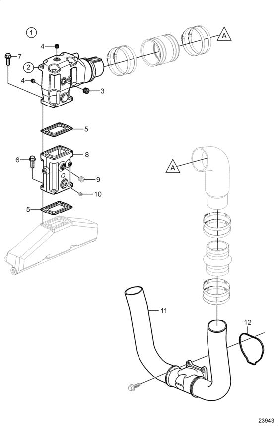 Схема узла Exhaust, 6\'\' Risers Для Volvo Penta 8.1Gxie-J