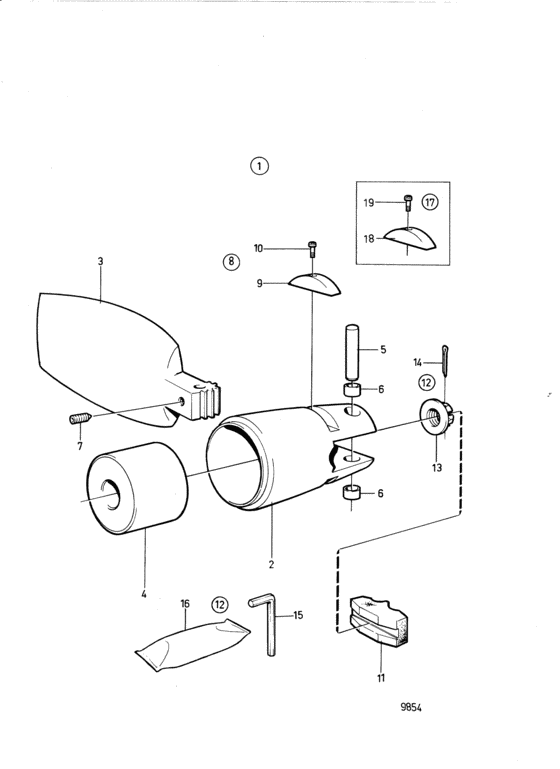 Схема узла Folding Propeller: 851062 Для Volvo Penta 2003Tb