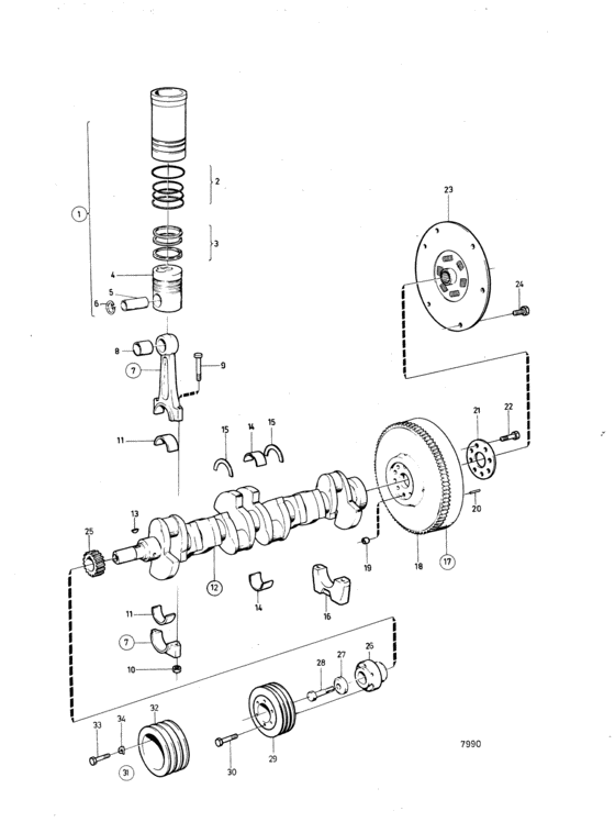Схема узла Crankshaft And Related Parts Для Volvo Penta Ad41A