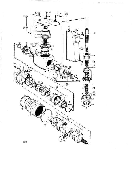 Схема узла Upper Gear Unit Aq Drive Unit 250 Для Volvo Penta Bb115C