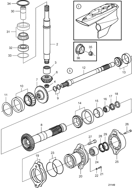 Схема узла Drive Shaft And Bearing Housing Для Volvo Penta Dpr-A