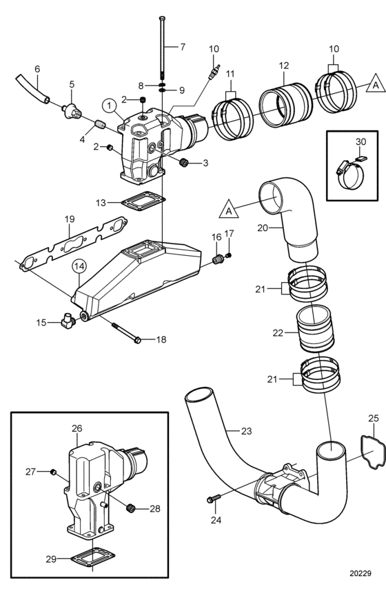 Схема узла Выхлоп Для Volvo Penta 5.0Gl-B