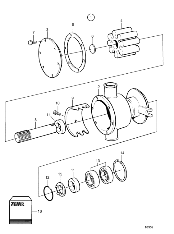 Схема узла Sea Water Pump, Components Для Volvo Penta Ad31P-A