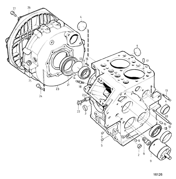 Схема узла Cylinder Block And Flywheel Housing Для Volvo Penta Md2010A