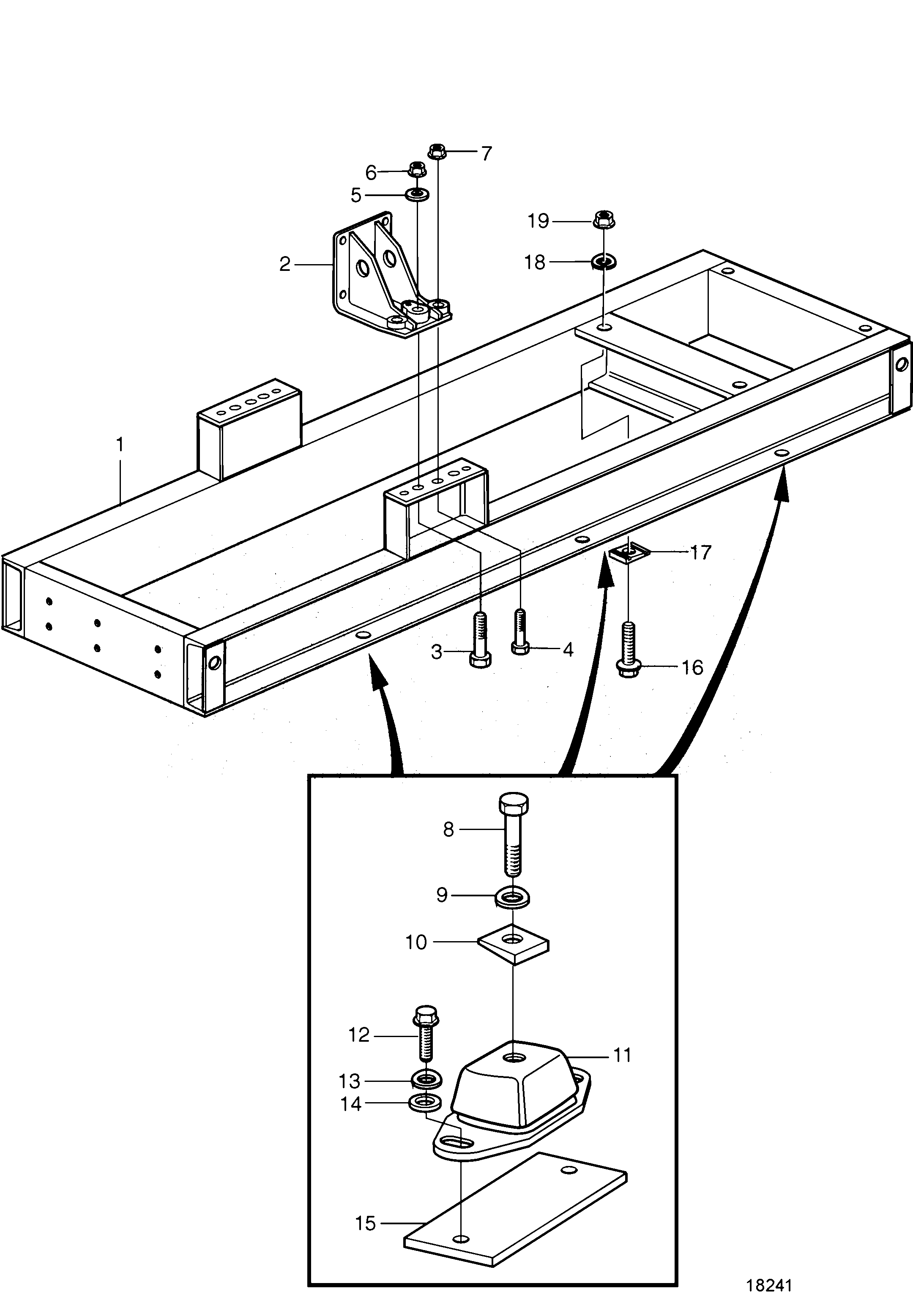Схема узла Крепление И Рама Двигателя