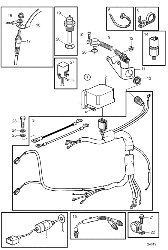 Схема узла Evc Electrical System D1-D2 Для Volvo Penta D1-13B