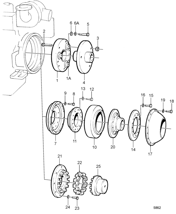 Схема узла Flexible Coupling: B Для Volvo Penta Tmd100A