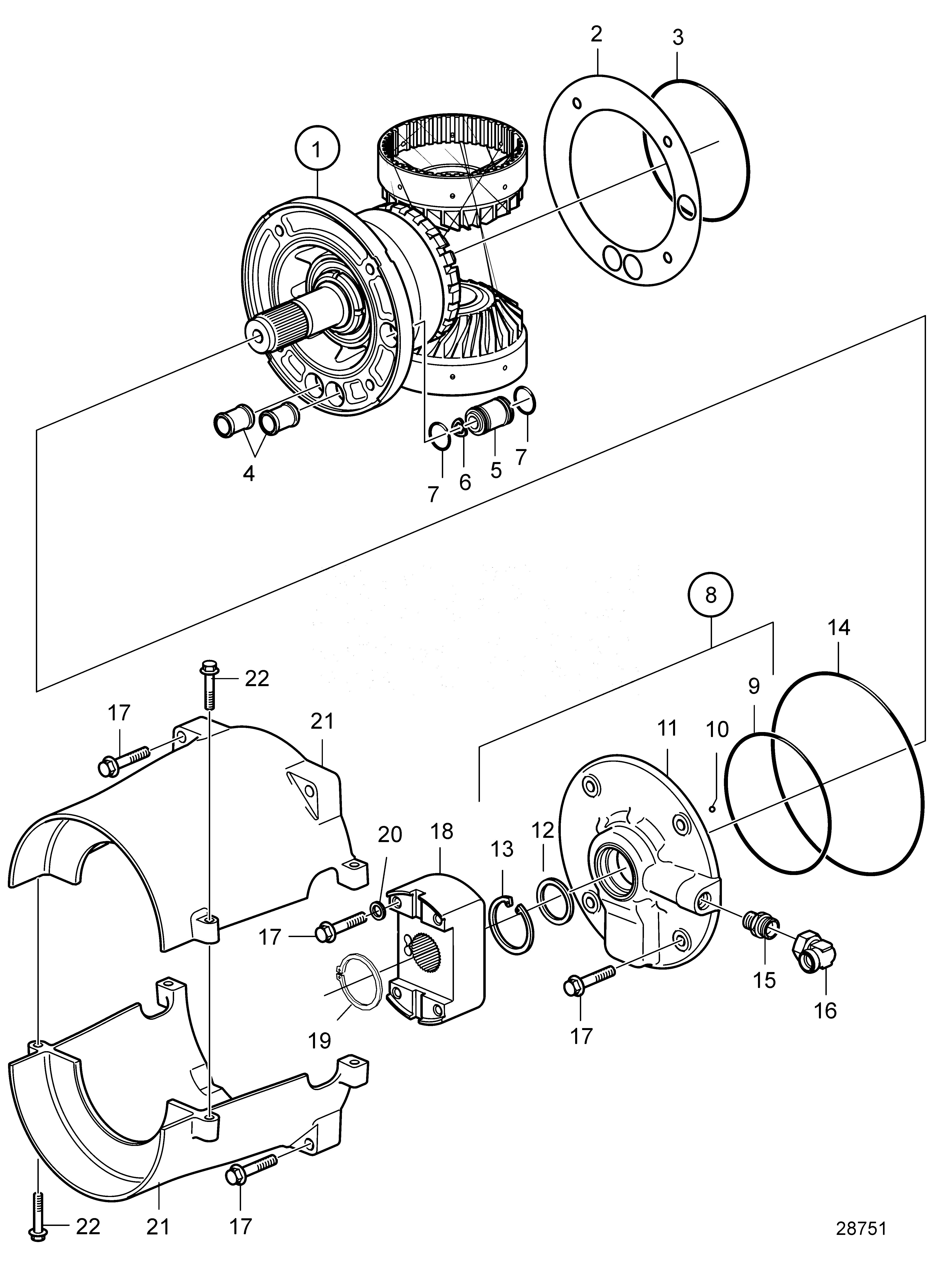 Схема узла Oil Pump And Input Bearing Housing. Sn3195001773-
