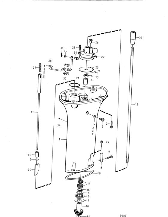 Схема узла Intermediate Housing Sail Boat Drive Unit 50S Для Volvo Penta Mb2