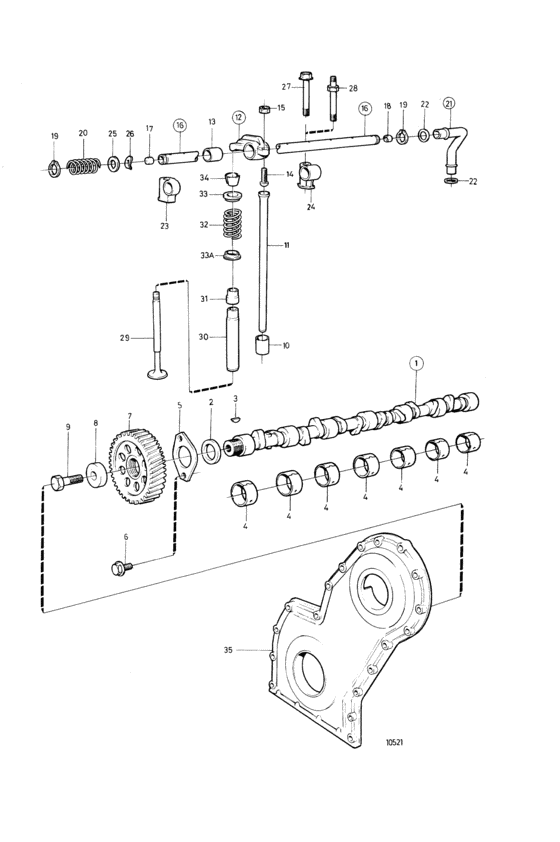 Схема узла Camshaft And Valve Mechanism Для Volvo Penta D41A