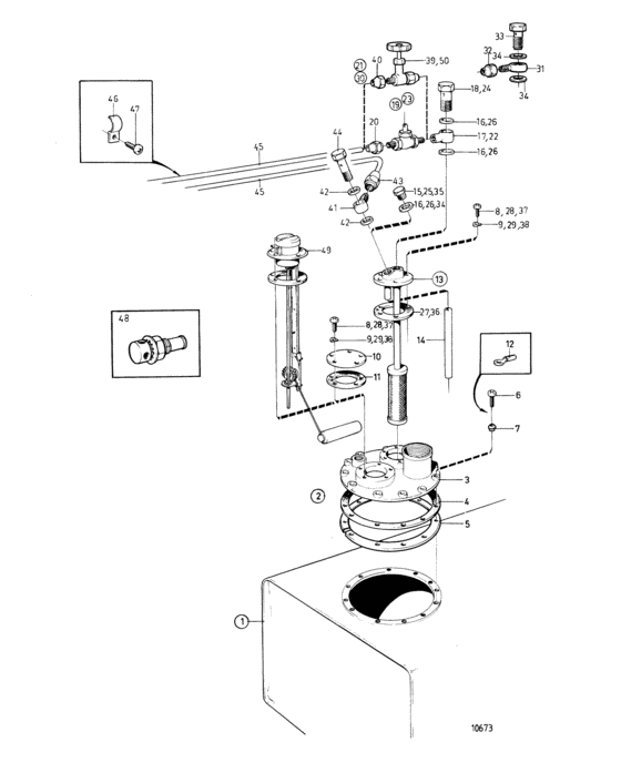 Схема узла Fuel Tank And Connecting Components Для Volvo Penta Ad31A