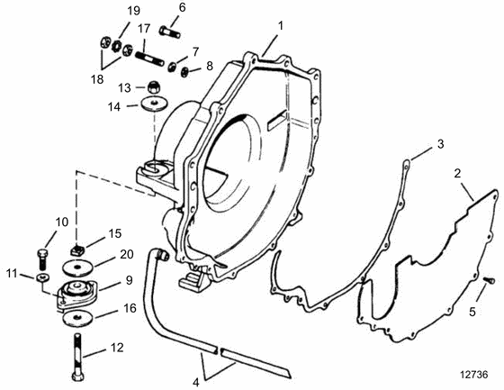 Схема узла Flywheel Housing And Rear Mounts Для Volvo Penta 3.0Gsphub