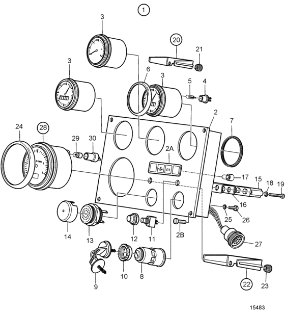 Схема узла Main Instrument Panel 24V: 873591 Для Volvo Penta Tamd122D