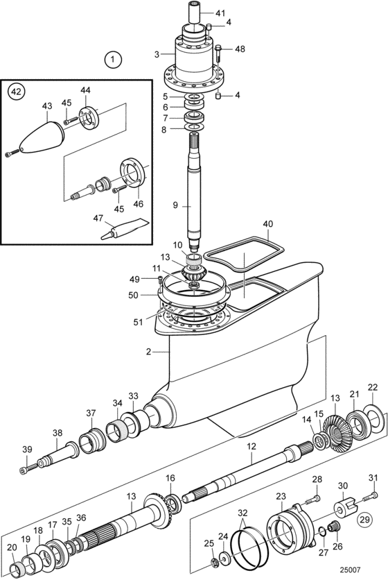Схема узла Lower Gear Unit Для Volvo Penta Ips-D
