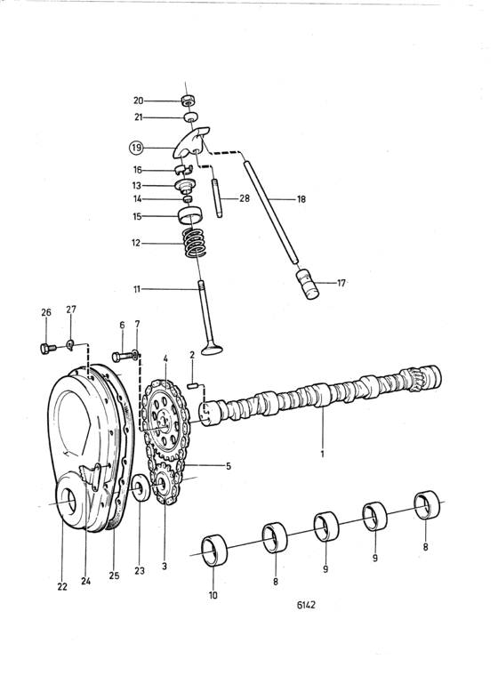 Схема узла Camshaft And Valve Mechanism: C Для Volvo Penta Aq225C