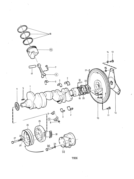 Схема узла Crankshaft And Related Parts: A Для Volvo Penta Aq271B