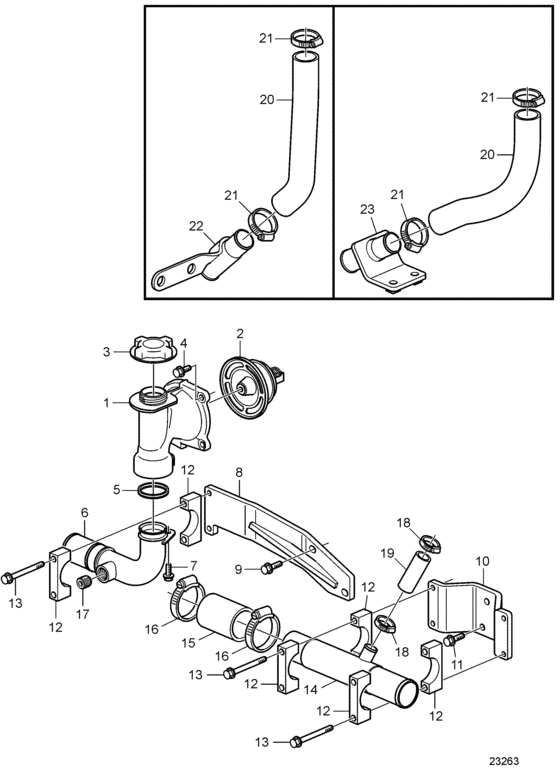 Схема узла Keel Cooling Для Volvo Penta D16C-A Mg