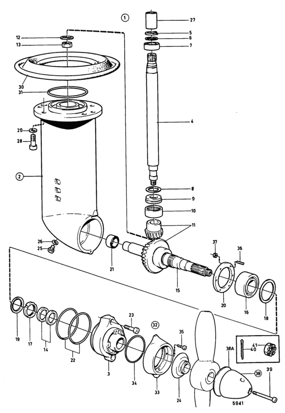 Схема узла Lower Gear Unit S-Drive Unit 110S Для Volvo Penta Bb115C