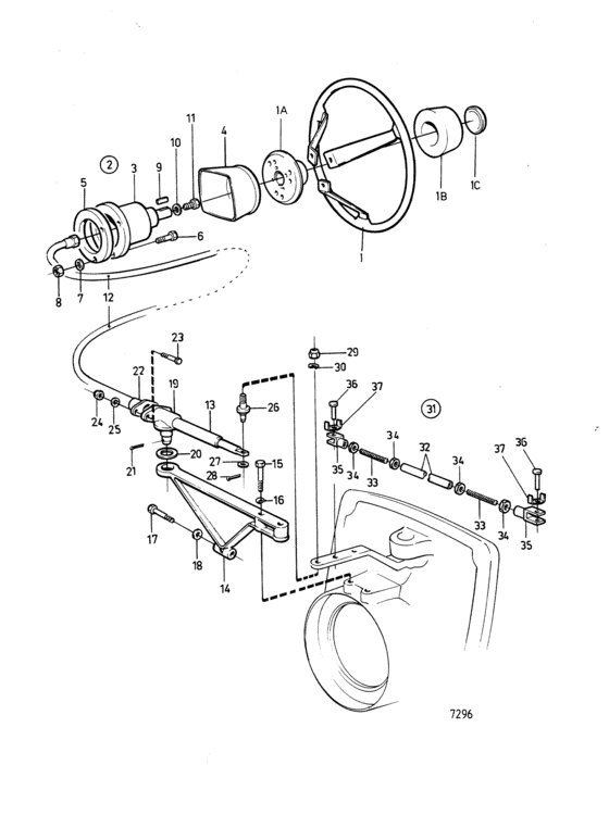 Схема узла Steering Mechanism, Roto Pilot Aq Drive Unit 290 Для Volvo Penta Aq225D