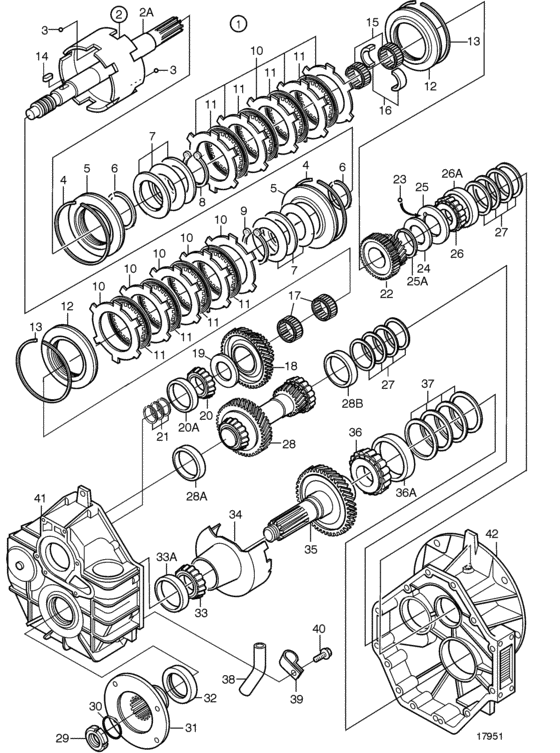 Схема узла Reverse Gear Hs45A-A, Components: Ratio 2.41:1 Для Volvo Penta Hs45A-A