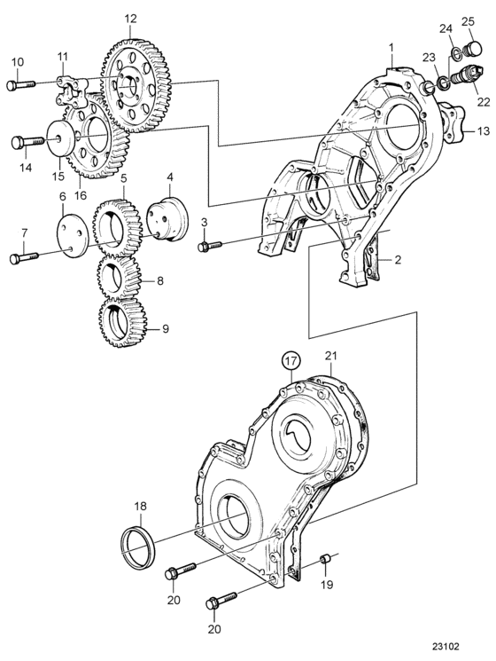Схема узла Timing Gear Casing And Gears Для Volvo Penta Tamd41H-B