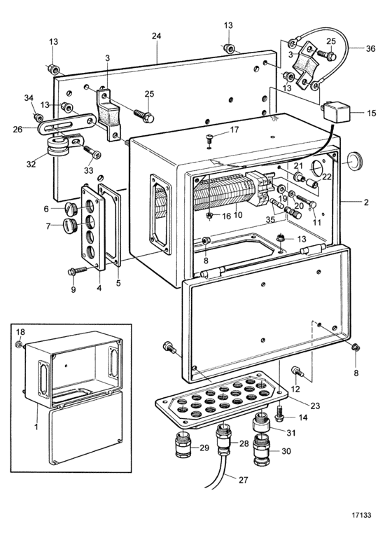 Схема узла Electrical Box, Classifiable: 843536 Для Volvo Penta Tamd73P-A