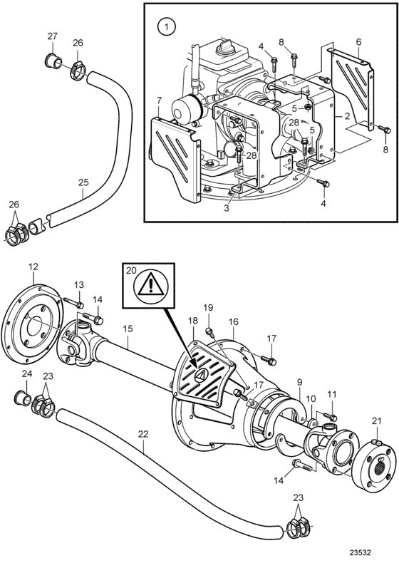 Схема узла Connecting Shaft And Housing, Diesel, Length >335Mm Для Volvo Penta Ips-A