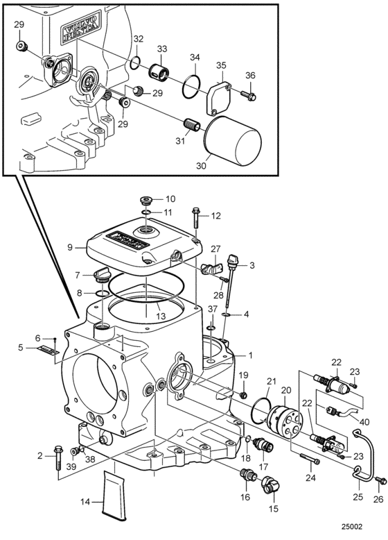 Схема узла Gear Housing, Upper Для Volvo Penta Ips2-A