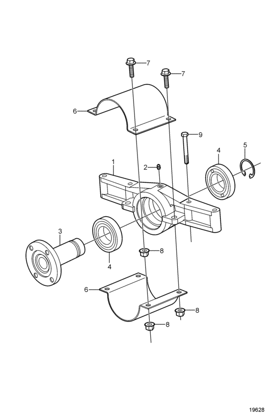 Схема узла Jackshaft Bearing Housing, Early Version Для Volvo Penta Xxp-Alt