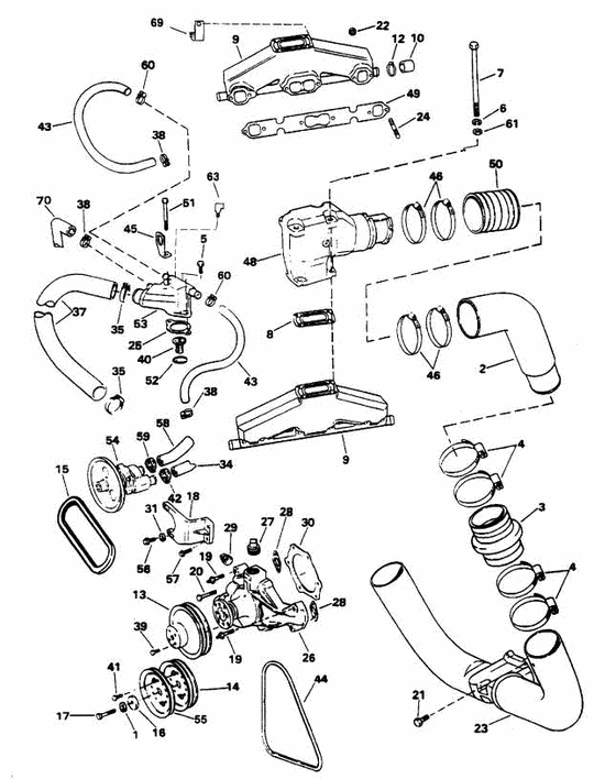 Схема узла Exhaust And Cooling Для Volvo Penta 5.7Giphus