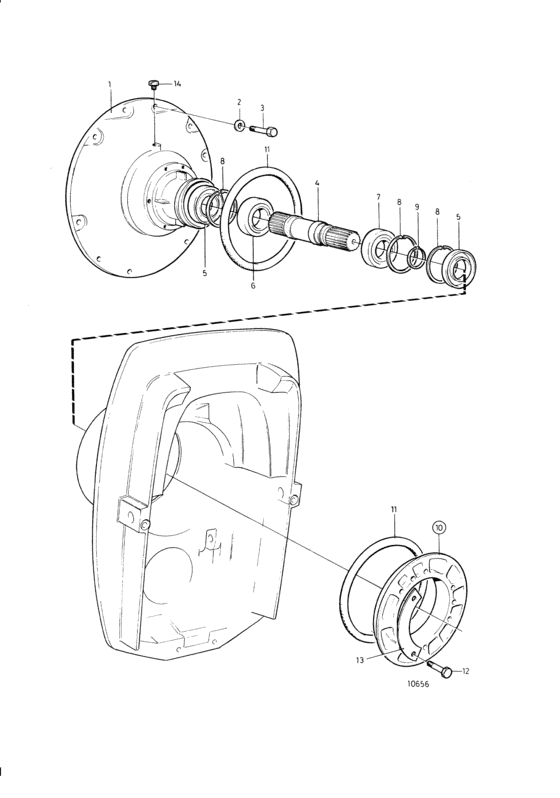 Схема узла Flywheel Casing, Primary Shaft And Clamp Ring Kit Для Volvo Penta D41B