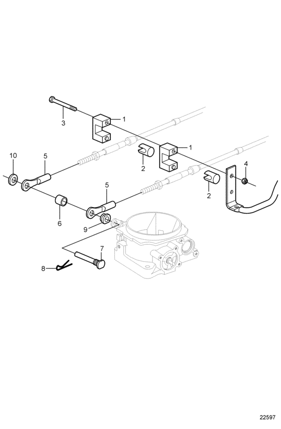 Схема узла Throttle Cable Connection, Dual Station Для Volvo Penta 5.7Gxii-H