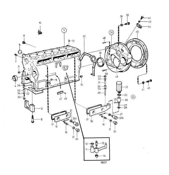 Схема узла Cylinder Block And Flywheel Housing Для Volvo Penta Tamd41A
