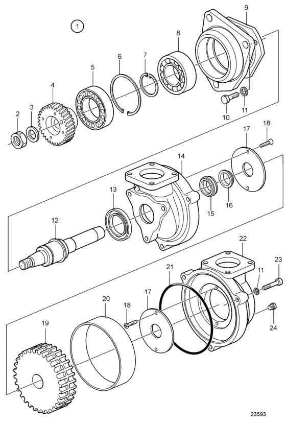 Схема узла Sea Water Pump With Bronze Impeller, Components Для Volvo Penta Tamd162A