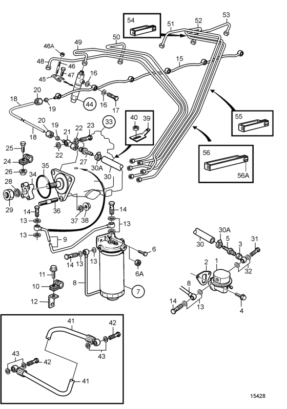 Схема узла Fuel System: A Для Volvo Penta Tamd42B