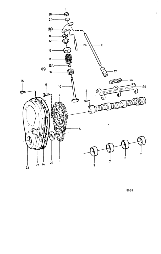 Схема узла Camshaft And Valve Mecanism Для Volvo Penta Aq205A