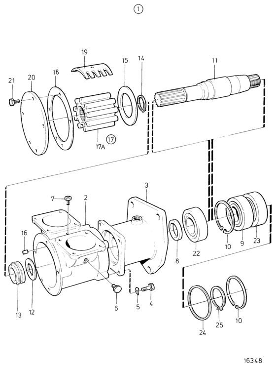 Схема узла Sea Water Pump With Rubber Impeller, Components Для Volvo Penta Tamd162A