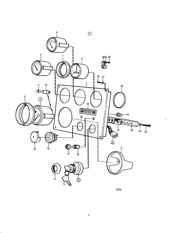 Схема узла Main Instrument Panel Standard: 846804 Для Volvo Penta Tmd100C