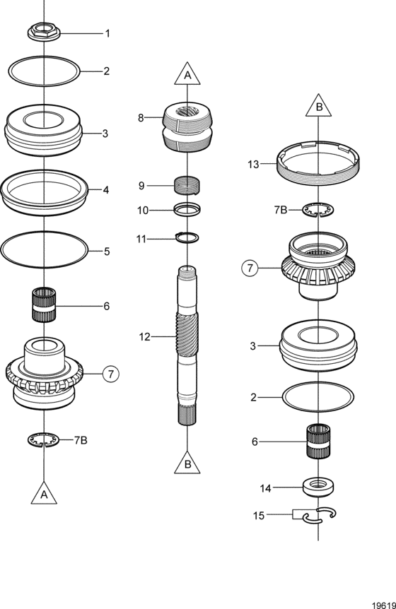 Схема узла Upper Vertical Shaft Для Volvo Penta Dp-Smtd1 1.95