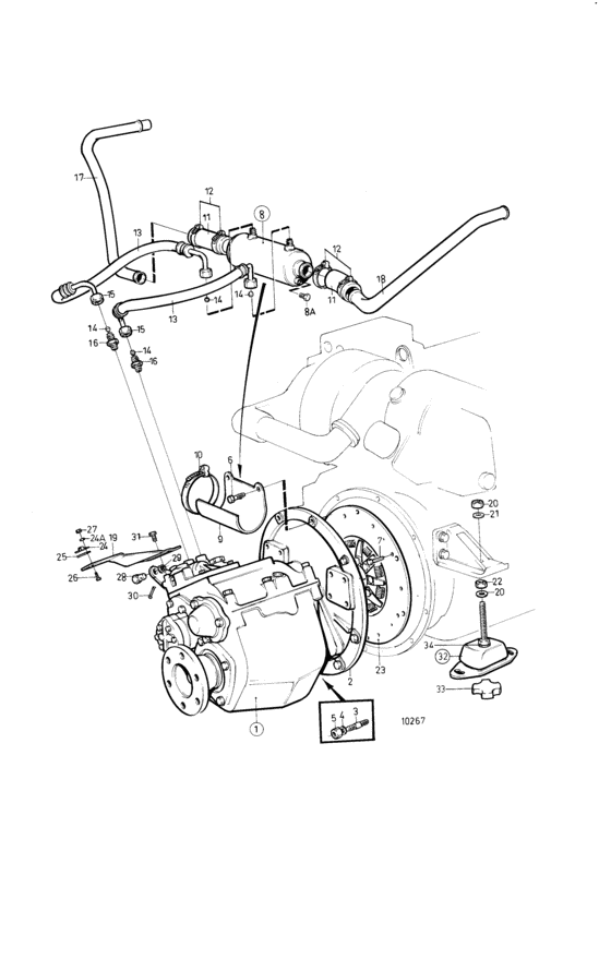 Схема узла Connecting Components, Earlier Prod Reverse Gear Prm401, 402 Для Volvo Penta Tamd41A