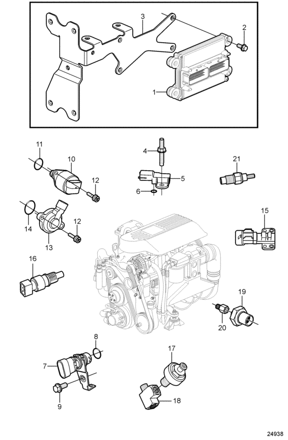 Схема узла Electronic Engine Control Для Volvo Penta 4.3Gxie-M