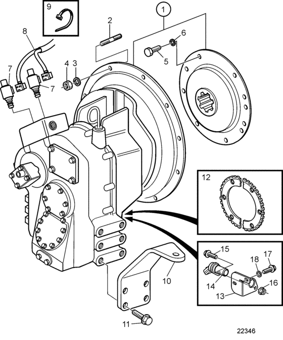 Схема узла Reverse Gear Zf280Iv Для Volvo Penta D9A2A D9-500 (R4)