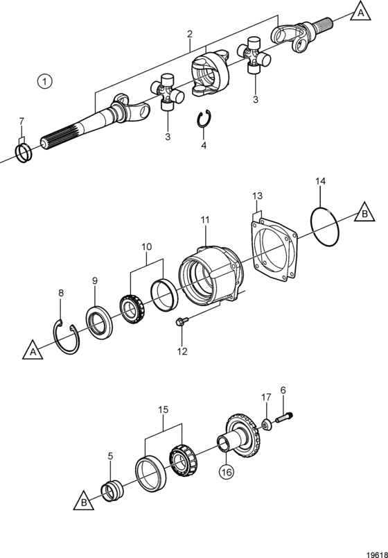 Схема узла Bearing Carrier And U-Joint, Gkn Для Volvo Penta Dp-Smtd1 1.95