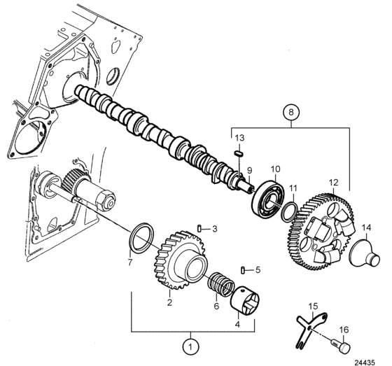 Схема узла Camshaft And Gears Для Volvo Penta D2-75F