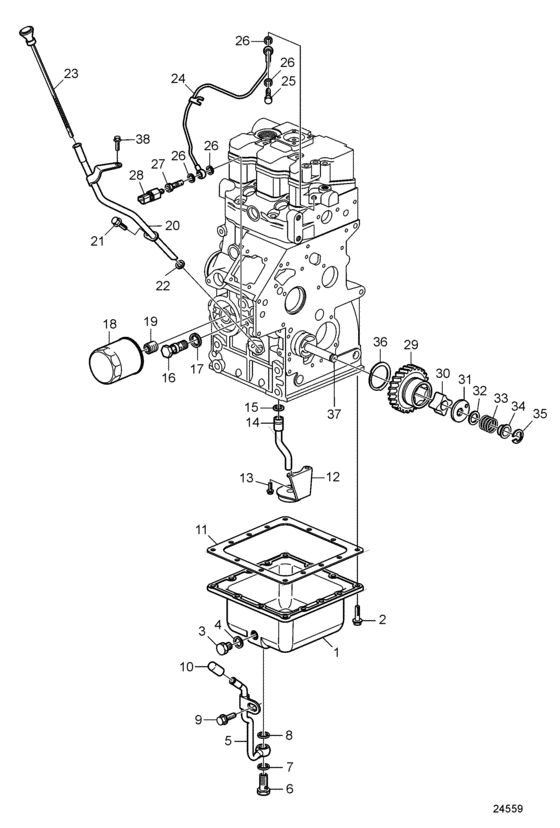 Схема узла Lubricating System Для Volvo Penta D1-13F