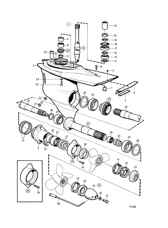 Схема узла Lower Gear Unit: 854485 Для Volvo Penta 432A