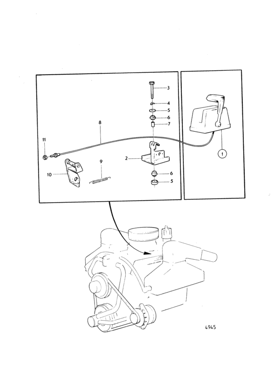 Схема узла Engine Speed Control: B Для Volvo Penta Aq225D